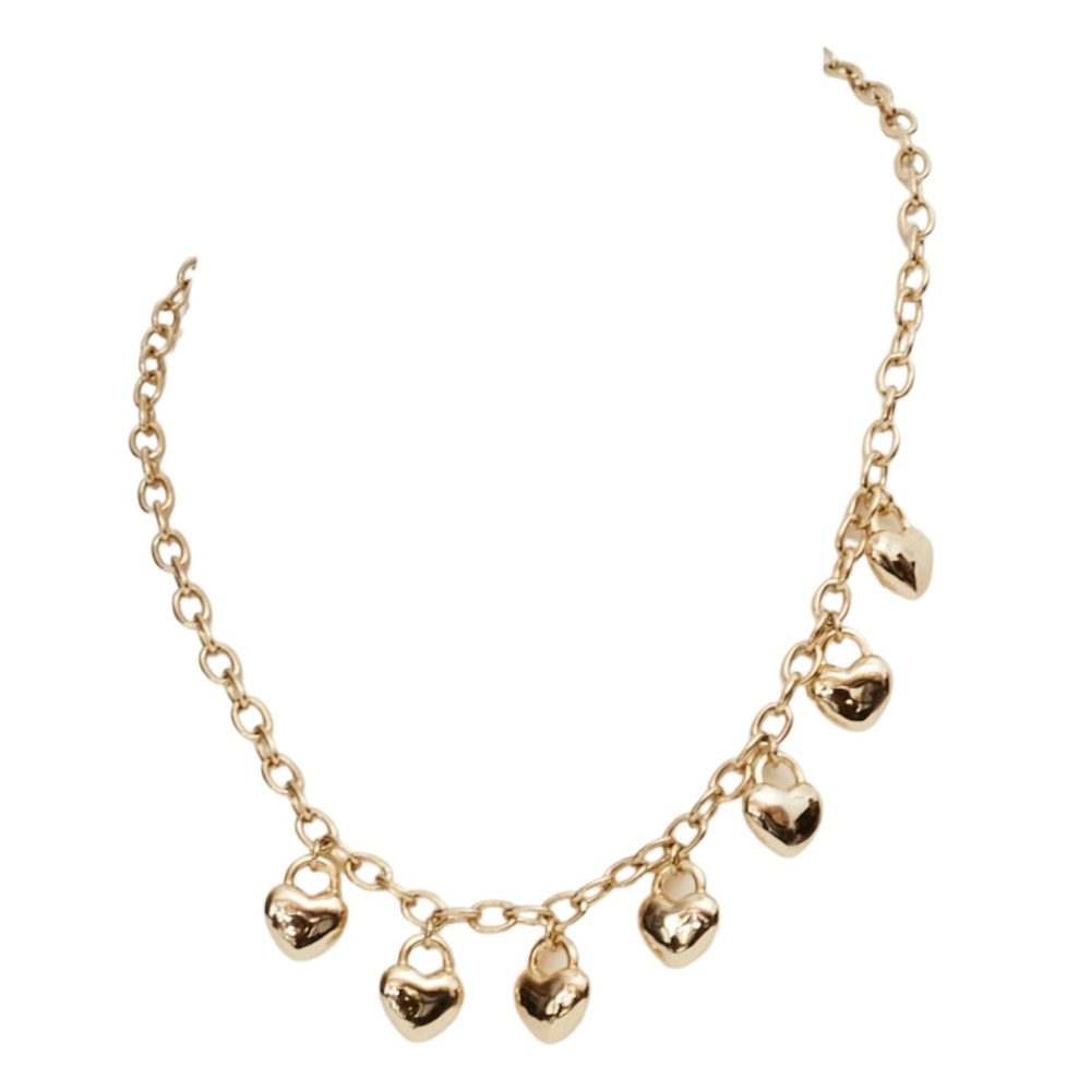 CHANEL LIGHT GOLD CC TURNLOCK MINI HEARTS NECKLACE (2022)
